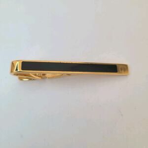 Dunhill Vintage Onyx Tie Tack Clasp Clip Bar Gold Black Retro Vintage Logo
